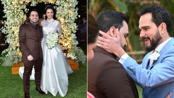Casamento do filho de Luciano Camargo emociona cantor; festa reúne famosos e sertanejos em Goiânia.