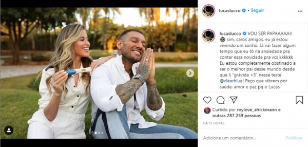 Lucas Lucco e Lorena Carvalho anunciam gravidez na web
