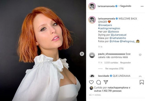 LARISSA MANOELA MUDA VISUAL E APARECE RUIVA